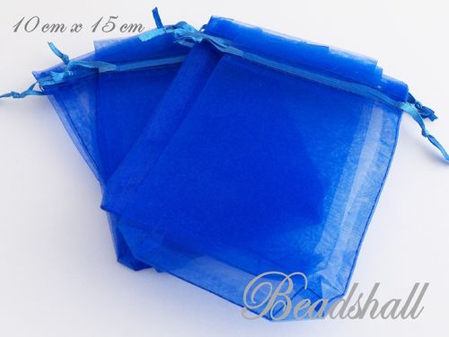 Organzasäckchen 10 x 15 cm Blau