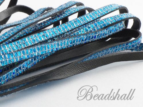 50 cm Lederband flach blau Nappaleder