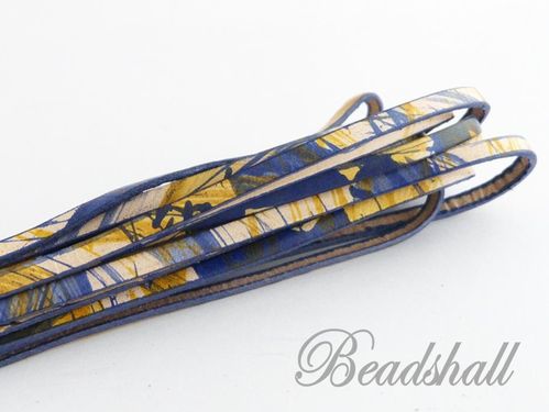 50 cm Lederband flach Multicolor Blau-Gelb