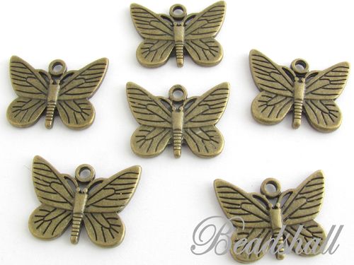 10 Charms Schmetterling bronzefarben