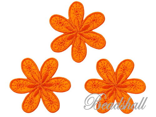3 Bügelbilder Blumen orange Applikation
